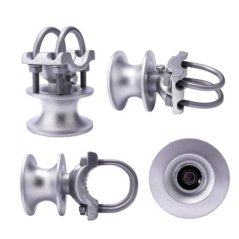 Heavy Duty Mini Cantilever Gate Rollers Built Tough With Durable Cast Steel Track Wheels For 2 3 8 Inch Posts and smooth chain link gate sliding.