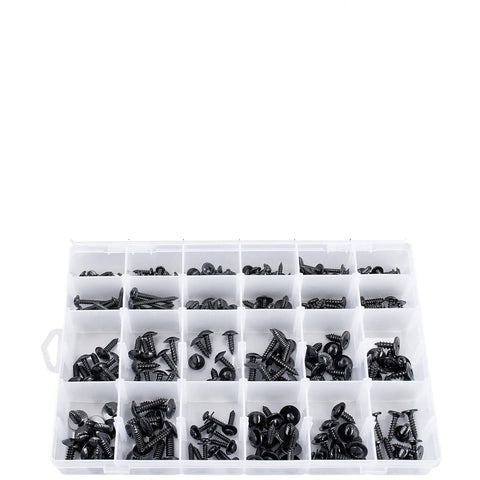 270 Piece Auto Body Screw Kit With Phillips Head Self Tapping Washer Screws Assortment For Body Panels in divided plastic case