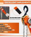 Heavy Duty 3300 Lbs Lever Chain Hoist With 20 Ft Manual Ratchet Chain Puller And Two Hooks For Outdoor Use