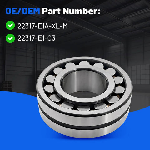 22317 E1 C3 Spherical Roller Bearing 85mm Bore 180mm Od 60mm Width in heavy-duty construction, showcasing solid steel rings.