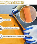 Close-up of Foldable Welding Curtain Screen, Portable Fiberglass Barrier, showing orange fabric with insulated and splatter prevention features.