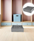 Set Of Three Foldable Cloth Underwear Organizers To Chill Out Drawer Chaos And Keep Your Closet Fresh While Giving Delicate Bras Extra Love During Your Busy Weekday Hustle in grey fabric, open layout for organized storage.