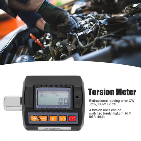 Portable Digital Torque Meter With Precision Wrench Adapter For Car Bearing Checks And Container Lid Tightness Tests Electric Torque Tester used during vehicle maintenance.