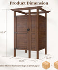 All Weather Solid Wood Outdoor Shower Enclosure With Storage Shelf And Lockable Door dimensions 82.5x39.5 inches