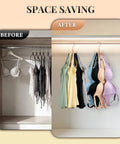 Rotating Rose Gold Closet Hangers For Bras Tanks Belt Ties 360 Degree Swivel Hook Multi Purpose Wardrobe Storage System organizing bras and tanks.
