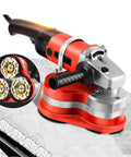 Heavy Duty 2800W Corded Angle Grinder With Six Speed Settings And Detachable Head on concrete surface for precise cutting.