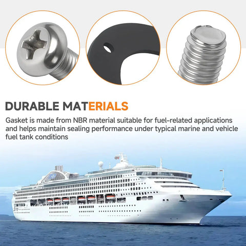 Top Shelf Nbr Fuel Sending Unit Gasket Kit With Five Heavy Duty Stainless M5 Screws, NBR material, durable gasket for fuel tanks.