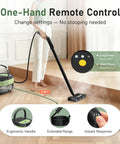 14 In 1 Multifunctional Steam Cleaner Mop With Handheld Steamer Mode showcasing one-hand control and ergonomic design on hardwood.