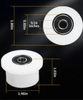 Sick Smooth Ride Machined Roller Replacement For Total Gym Home Workout Equipment Parts Bearing Upgrade Kit, 4 white rollers, 5/16 inch axle.