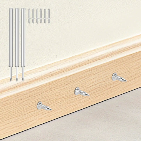 Pro Grade Double Head Skirting Nails Paired With Concealing Sleeve Inserts For Seamless Baseboard Trim quick hold on wood