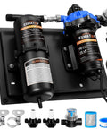 No Nonsense 110V AC Water Pump Paired With Pre Pressurized 1L Accumulator Tank for RV, featuring durable components and accessories.
