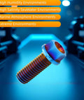 Slick Grade A Titanium Flange Hex Bolts M8 X 20Mm Six Pack Burnt Blue Anodized Finish for extreme environments and high salinity.