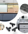 10 Pack Black Square Bar Cabinet Knobs 2 Inch Matte Black Square Cabinet Pulls With Single Hole Design on kitchen and bathroom cabinets