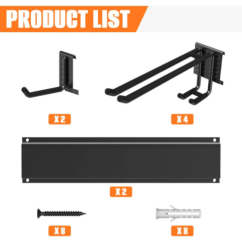 Badass Heavy Duty Garage Wall Mount Ski Rack Holds 4 Pair Wide Or 8 Pair Narrow Skis With Secure Double Prong Hooks components overview