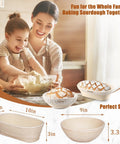 Family using All In One Sourdough Starter Kit With Banneton Baskets And Glass Jar For Home Bakers, 9in round and 10in oval baskets.