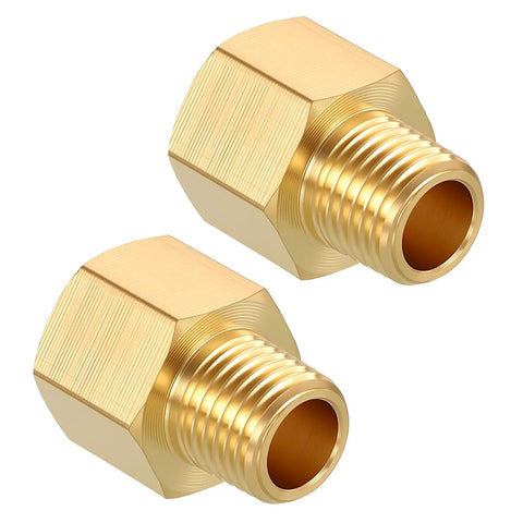 Pack Of 2 Brass Pipe Fittings 3/8 NPT Female To 1/4 NPT Male Thread Adapter Durable Brass Extension Connector For Leak Repair Bathroom Remodel And Refrigeration