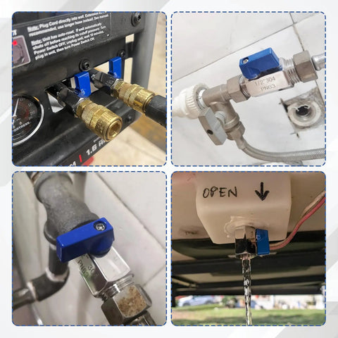 Three Eighths Inch Ball Valve Mini 304 Stainless Steel NPT Female To Male Thread Shut Off Valve installed on various pipes