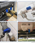 Five Pack Half Inch Mini Ball Valves Stainless Steel 304 NPT Female To Male Threads installed in various plumbing settings