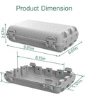 Tough As Nails Outdoor Waterproof Electrical Box dimensions, 9.05 x 6.61 x 2.67 inches, grey housing for outdoor use.
