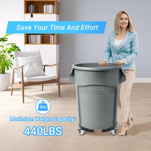 Heavy Duty Round Furniture Dolly With Adjustable 15 To 19 Inch Base And 4 Lockable Wheel Rollers 440 Pound Capacity Drum Moving Cart in use.