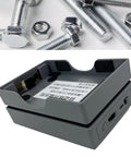 Fully Automatic Screw Arrangement Machine With Six Trays To Keep Your Workbench Hella Organized And Make Fastener Sorting A Total Breeze For Serious Builders Nationwide with gray plastic trays and scattered bolts.