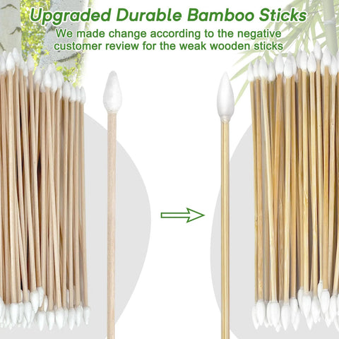 Gun cleaning cotton swabs on 6-inch bamboo sticks; lint-free, double-pointed tips