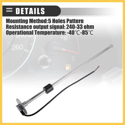Heavy Duty Marine Fuel Sending Unit With 22 Inch Corrosion Resistant Stainless Steel Float Gauge for Trucks RVs Boats installation details.