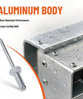 100 Piece Aluminum Blind Rivets One Quarter X Three Quarters Inch With Steel Mandrels on a metal surface showcasing rust resistance.