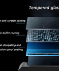 Close-up of tempered glass layers, showcasing nano-anti-scratch, elastic buffer, and heat-dissipating coatings for Heavy Duty Outdoor Electric Vehicle Charging Station Floor Stand.