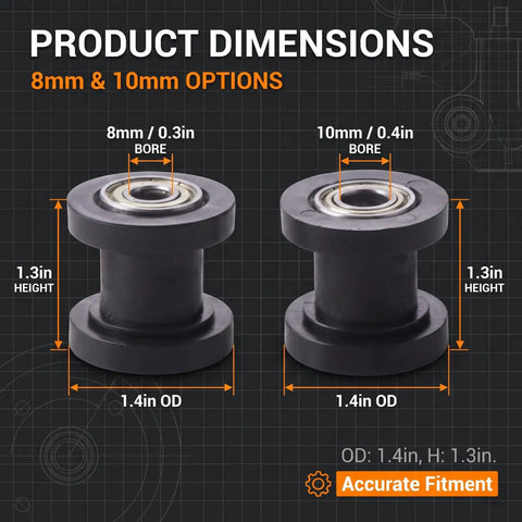 Dual Pack Chain Roller Tensioner And 8mm 10mm Pulley Wheels Universal Fit For Motorcycle Atv Pit Bike Rubber Metal Guide dimensions 8mm and 10mm options