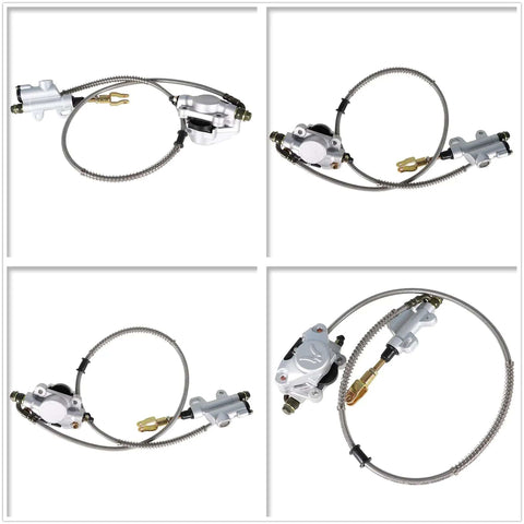 Brake components of Rear Axle Assembly Kit For 32 Inch Go Karts With Shaft Hub And Chain Brake Master Cylinder And 428 108L Chain Fits 6 To 10 Inch Wheels Beefy Heavy Duty Chrome Construction For ATV Quad Drift Trikes
