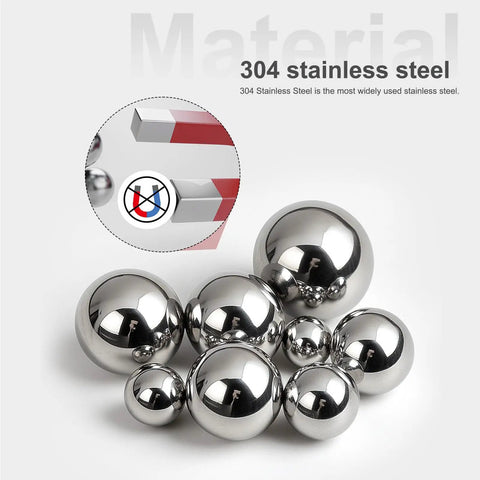 Two Piece 40mm Precision Bearing Balls Top Shelf 304 Stainless Steel G100 Grade, showing shiny spheres for industrial use.