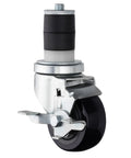 Expanding Stem Caster With Side Brake For Commercial Kitchen Prep Tables, 3-Inch Polyurethane Wheel