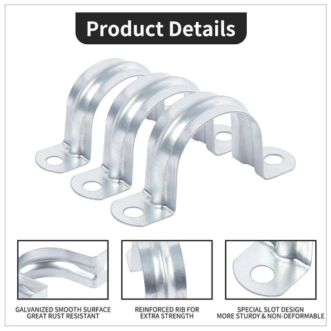 30 Piece Beast Mode Pipe Clamps Solid Grip U Bracket Cable Holders For 1 1/4 Inch Tubes zinc coated U brackets with reinforced rib