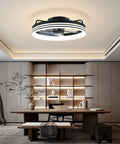 Modern Flush Mount Ceiling Fan With Lights Remote Control Low Profile LED Dimmable Ceiling Fan Light 5 Blades 6 Speed Quiet Reversible Indoor Use For Bedroom Living Room Office Dining Area Kids Room in home office setting