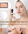 Woman using Rechargeable 5 Inch HD Scalp And Skin Analysis Camera For At Home Spa And Salon Use Pro Grade Skin Microscope