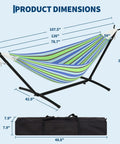 Two Person Hammock With Stand For Outdoors And Indoors Double Portable Hammock Set With Space Saving Heavy Duty Steel Stand Carrying Bag Included