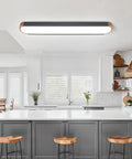 Dimmable LED Ceiling Light With Remote Control 37.4 Inch Flush Mount Low Profile Modern Wood Grey Finish 36W 3000K to 6000K Color Temperature Ideal For Living Room Bedroom Hallway And Office Lighting installed in kitchen.
