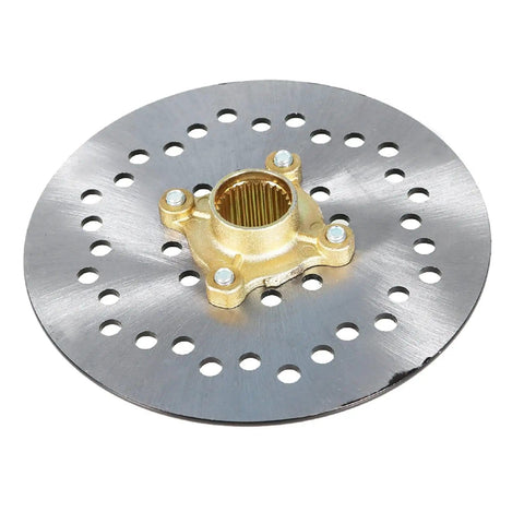 Close-up of disc wheel hub for 32 Inch Live Rear Axle Kit With Disc Wheel Hub Replacement For Go Kart ATV Quad And Drift Trikes
