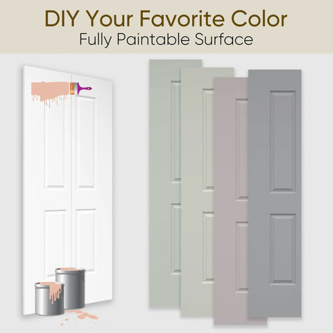 36 By 84 Inch Bifold Barn Door With Classic Raised Two Panel Design Super Smooth Side Sliding Action Sweat Equity Ready For A Custom Paint Finish No Fuss Pantry Upgrade, showing paint options.