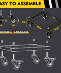 Heavy Duty Car Dolly Set Of Four Rock Solid 6000 Lbs Wheel Dollies With Parallel Tube Grip No Sweat Garage Vehicle Mover For Trucks Suvs And Bikes Secure Rollin Transport Rig dimensions and assembly details.