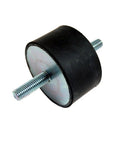 Solid As A Rock Rubber Cylindrical Vibration Isolation Mount With Dual Threaded Studs And 3/8-16 Threads, 2 inch diameter, 1.63 inch height, rubber construction.