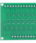 Back view of Optical Isolation Module 8 Channel Optocoupler PLC Signal Converter Board with green circuit design and connectors