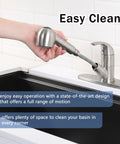 Solid Build Kitchen Faucet With Pull Out Sprayer Lead Free Stainless Steel Sink Mixer Featuring Ceramic Drip Free Cartridge, easy clean design.