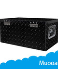 Heavy Duty Aluminum Tool Box 20x12x9.5 Inch Black Cargo Trunk For Pickup Truck Bed And RV With Reinforced Snap Lock Latch, angled view