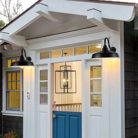 Dusk To Dawn Outdoor Barn Light 16 Inch Dome Exterior Wall Mount Fixture Black 1 Pack Industrial Farmhouse Sconce for porch