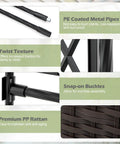 PE coated metal pipes and PP rattan details of Garden Arch With Planters And No Fuss Self Watering Boxes On Wheels, 8.2Ft Metal Arbor Trellis