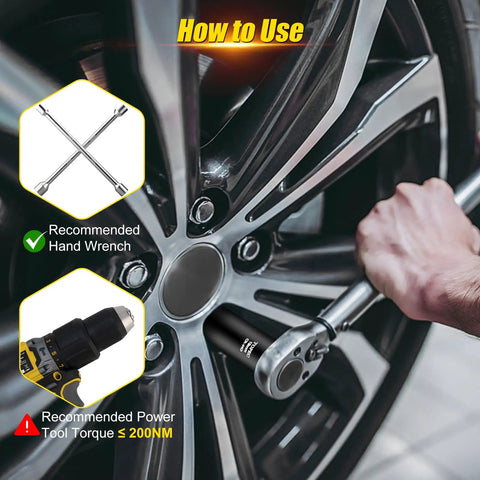 Using Dead Simple Spline Lug Nut Socket Set And Wheel Lock Removal Kit with a hand wrench on a wheel.