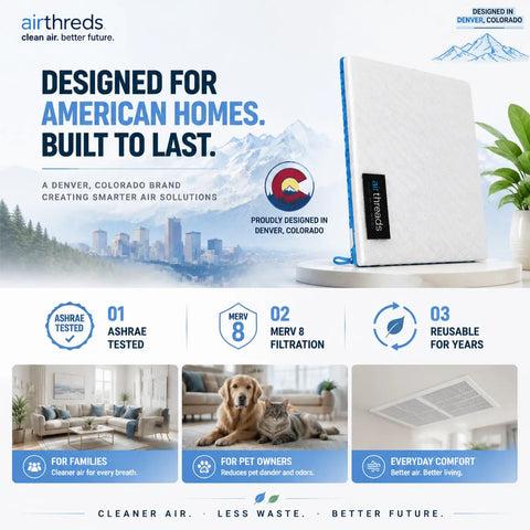 16x20x1 Washable And Reusable Air Filter For AC HVAC Furnace, Merv 8 Electrostatic Honeycomb Mesh displayed in Denver setting with mountains.