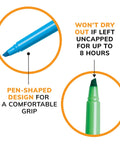 Fresh Chisel Tip Highlighters In Assorted Fluorescent Shades With Smooth Glide Ink, showcasing blue and green tips and comfortable grip design.